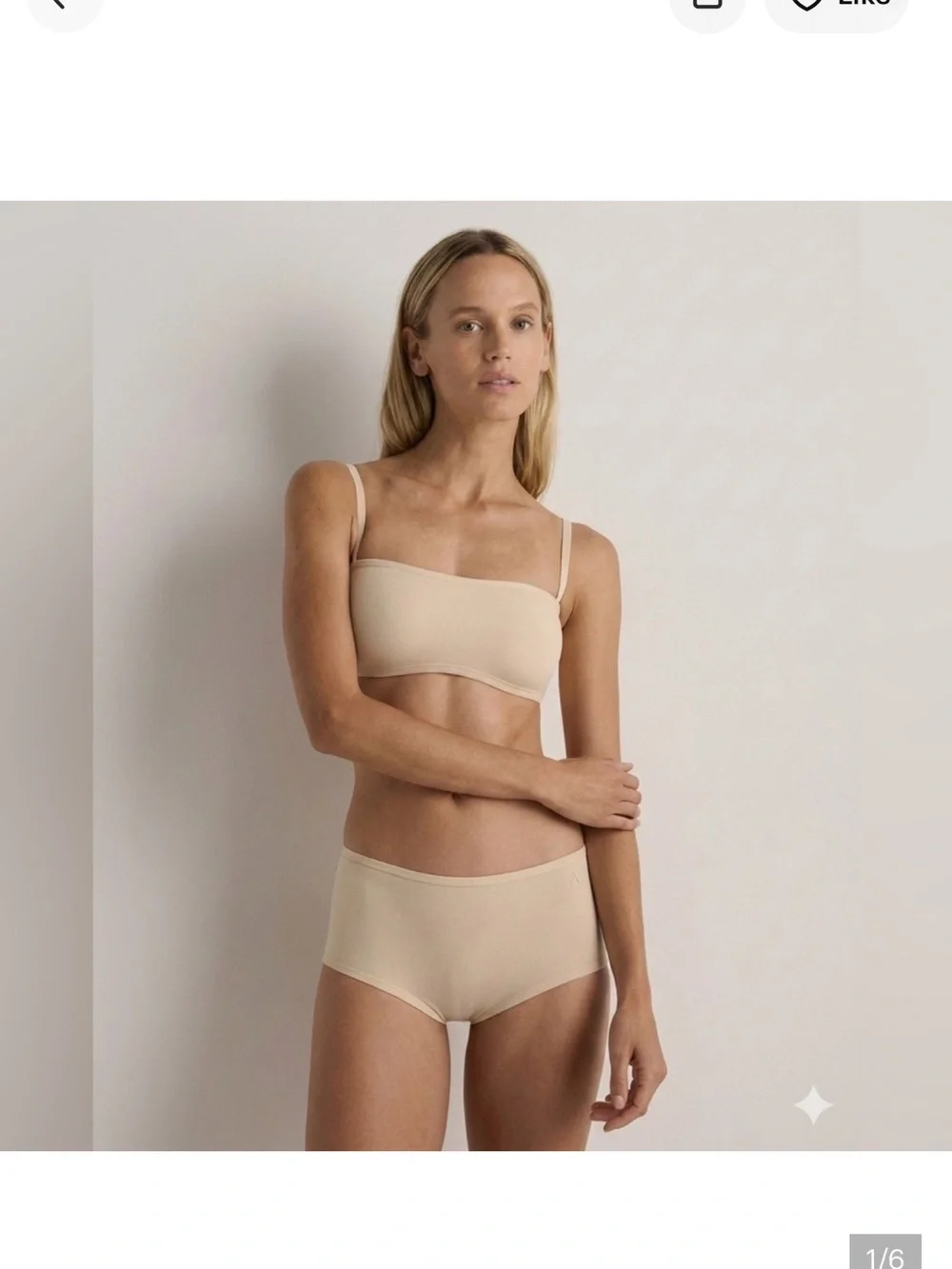 Quince Second Skin Bandeau Strapless Bra Beige Sz S NEW